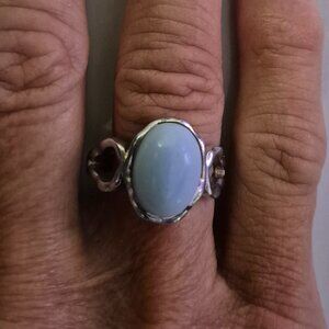 G&H (Silpada) Blue Jasper Cabochon Statement Ring Silver 925 Size 8